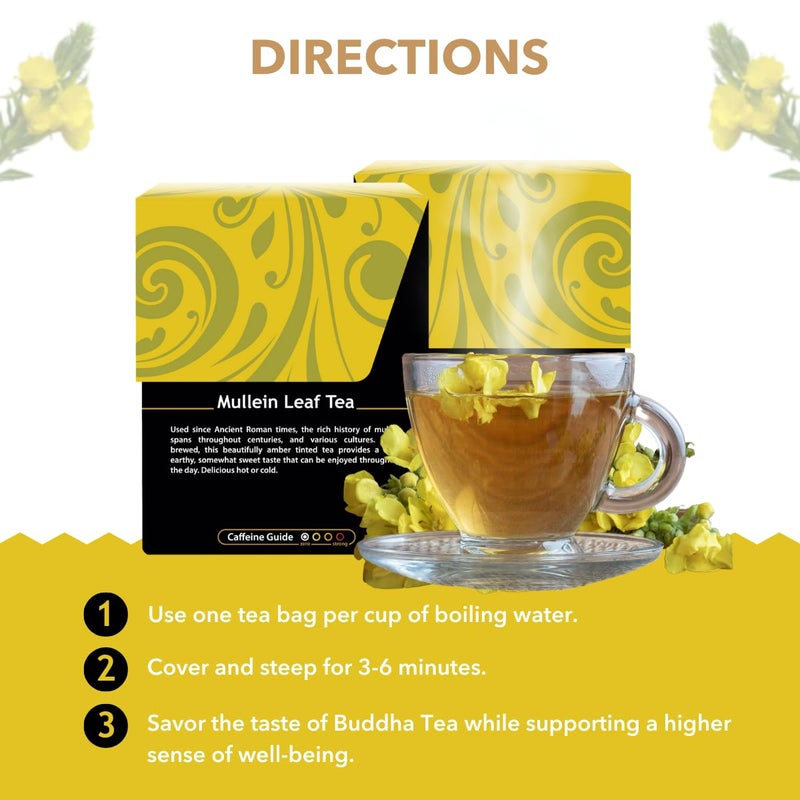 Buddha Teas - Mullein Leaf - Organic Herbal Tea - For Health & Wellbeing - With Antioxidants, Minerals & Vitamin C - Caffeine Free - 100% Kosher & Non-GMO - 18 Tea Bags (Pack of 1) - Image 4